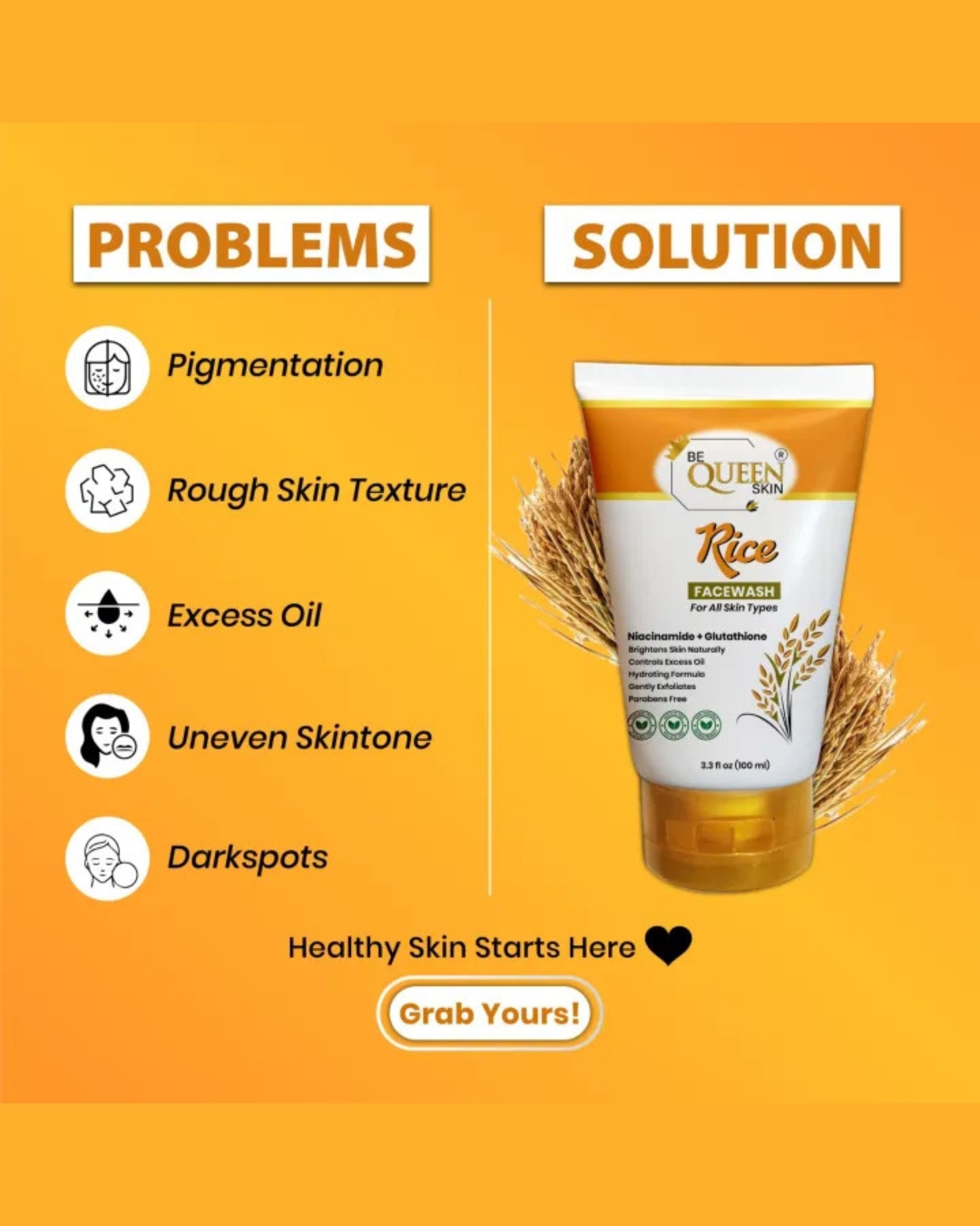 rice facewash | brightening cleanser with niacinamide & glutathione for all skin types (100g) rice facewash | brightening cleanser with niacinamide & glutathione for all skin types (100g)